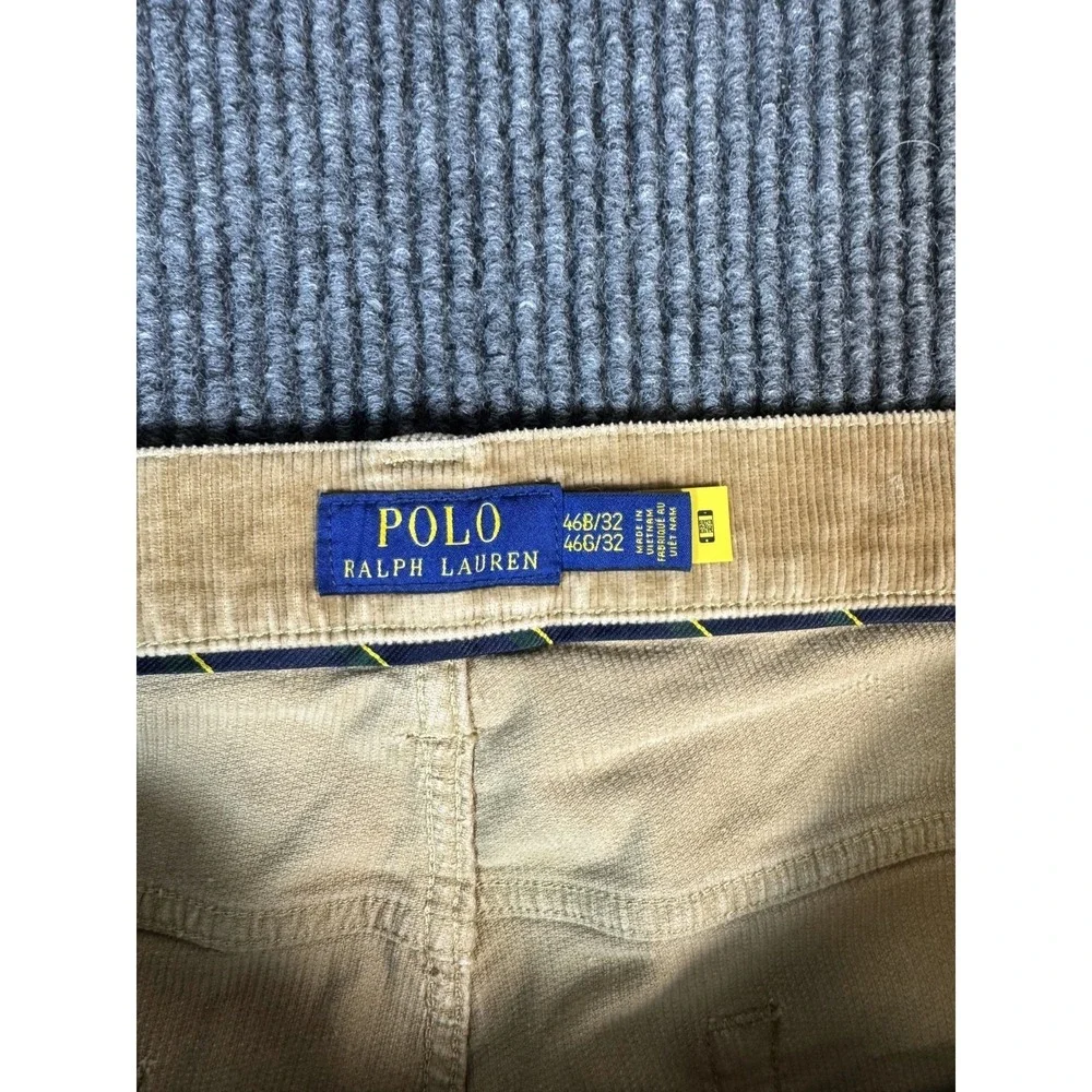 Polo Ralph Lauren Corduroy Pants Mens 46B 46x29 Tan Classic Fit Straight Leg